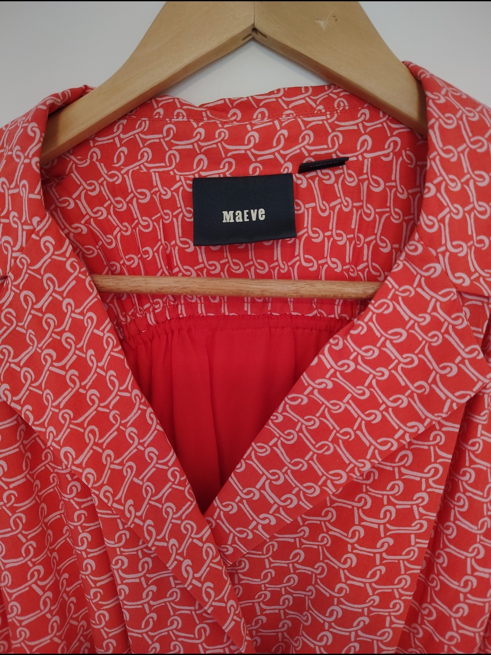 Maeve Anthropologie coral chain print collared shirt dress midi resort vacation - Picture 6 of 8